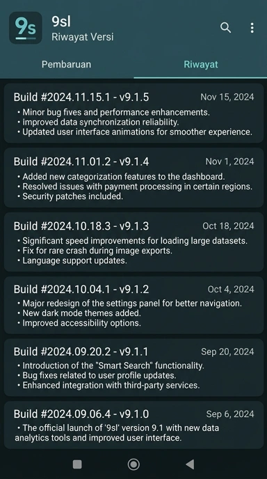 Riwayat Versi 9sl untuk Pengguna Android Indonesia
