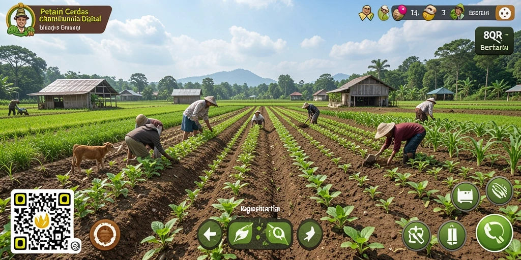Screenshot 8QR menampilkan antarmuka permainan Bertani yang menarik.