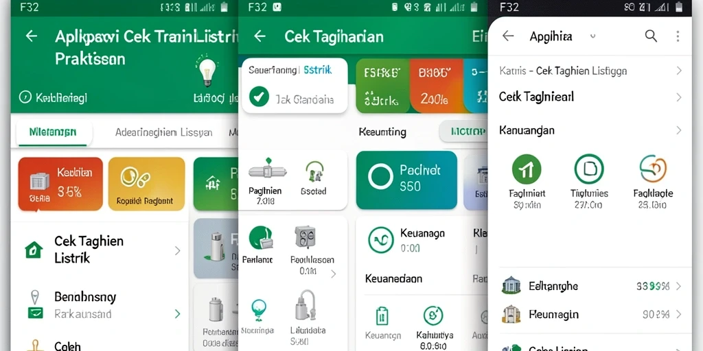 Antarmuka pengguna F32 yang menampilkan informasi cek tagihan listrik.