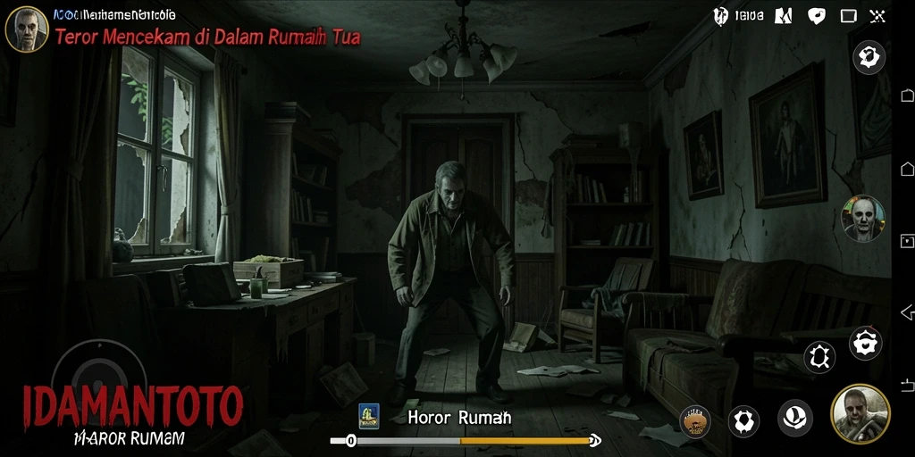 Tampilan antarmuka menegangkan di dalam game Horor Rumah IDAMANTOTO.
