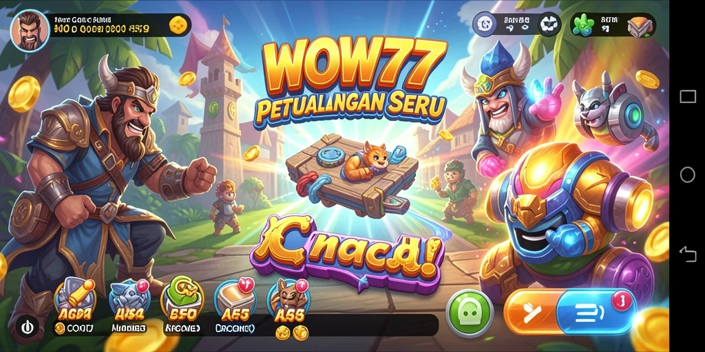 Tampilan antarmuka seru dan grafis yang indah dalam game Arcade.